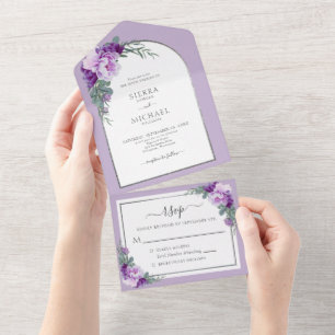 Arca de Casamento de Folhagem Floral de Prata Roxo