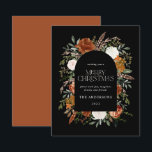 Arca elegante botânica elegante e crosta negra<br><div class="desc">Design de cartão de Natal floral com aquarela rustica. Com belas ferrugem,  terracotta,  pampas verdes pretas e sagas,  erva eucalipto,  detalhes da aquarela botânica. Este design de Natal moderno define certamente o estilo para a sua época de férias</div>