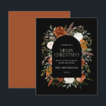Arca elegante botânica elegante e crosta negra<br><div class="desc">Design de cartão de Natal floral com aquarela rustica. Com belas ferrugem,  terracotta,  pampas verdes pretas e sagas,  erva eucalipto,  detalhes da aquarela botânica. Este design de Natal moderno define certamente o estilo para a sua época de férias</div>