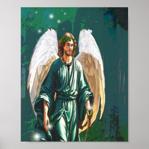 Arcanjo Rafael Anjo da Cura Impressão de Arte na P