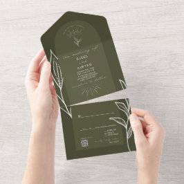 Arch Casamento Verde Botânico QR RSVP