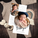 Arch Invertido Obrigado 3 Anúncio de Nascimento de<br><div class="desc">Texto simples e clássico do roteiro de fotos moderno "Obrigado", design de anúncio de nascimento de bebê neutro em relação ao gênero, apresentando uma foto de arco invertido na frente e dois mini arco de fotos no verso. Basta adicionar suas fotos e detalhes para concluir. Design composto por Designs Holiday...</div>