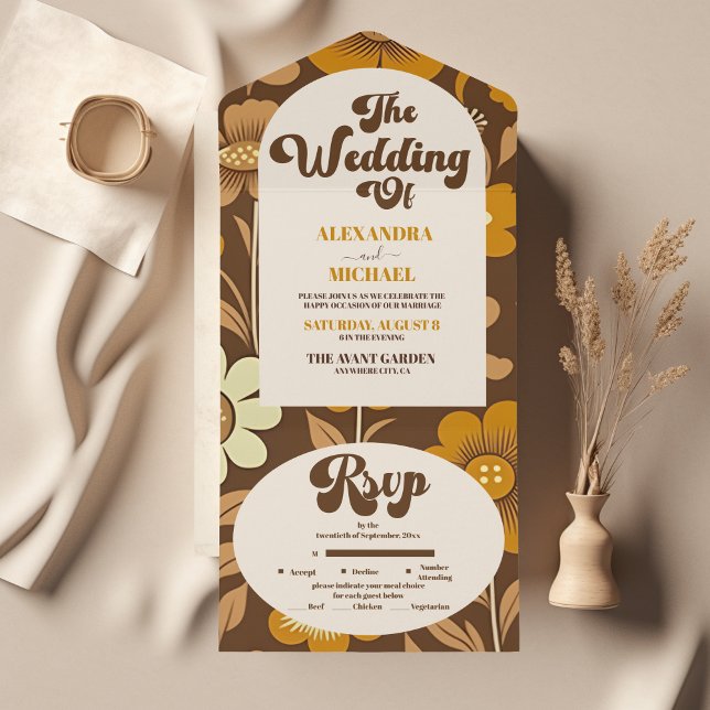 Arch Modern Retro 70s Casamento Floral (Criador carregado)