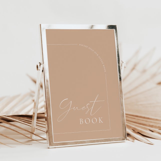 Arch Modern Tan Guest Book Weding Sign Convite (Criador carregado)