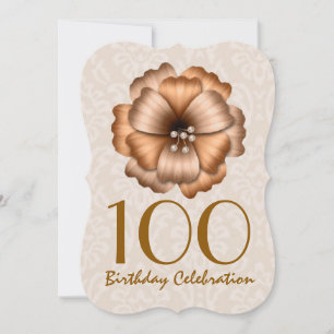 Arco 100º Convite de aniversário DOURADO Flor 7
