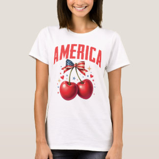 Arco Americano de Cereja Patriótico EUA T-Shirt