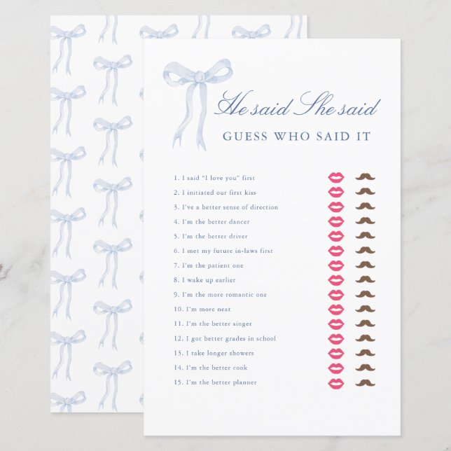 Arco Azul Ele Disse Que Ela Disse Jogo Do Chá de p (Frente/Verso)