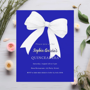 Arco branco azul-real Quinceanera convite