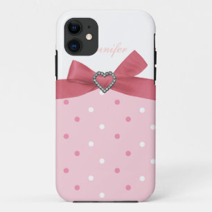 Arco cor-de-rosa com capas de iphone das bolinhas