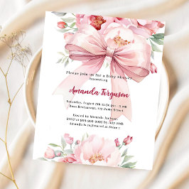 Arco cor-de-rosa floral convite para Chá de fralda