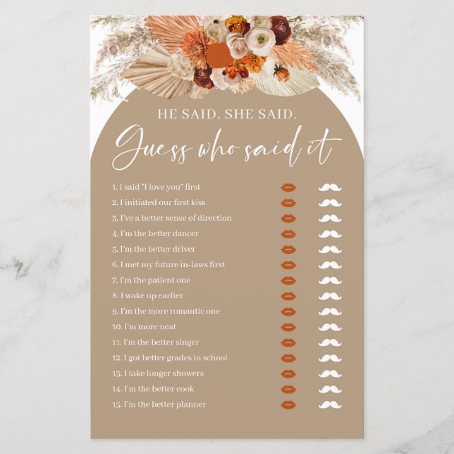 Arco de Boho Teracotta disse que ela disse jogo de (Frente)