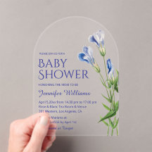 arco de chá de bebê menino azul floral aquarela