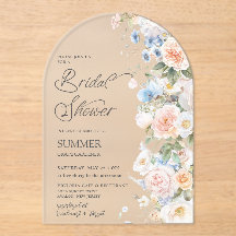 Arco de Chuva de Noiva Floral Azul Branco Pastel