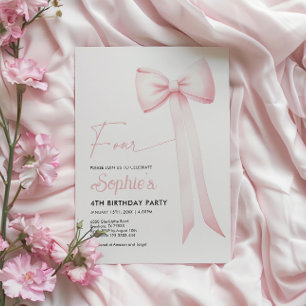 Arco de Coquette Rosa 4º Convite de Aniversário