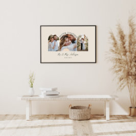 Arco de creme natural com várias fotos de decoraçã