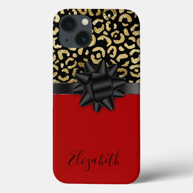 Arco de Impressão de Leopardo Vermelho Preto Doura (Verso)