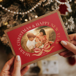 Arco de Natal Vermelho Dourado Cartão de Férias
