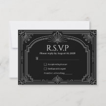 Arco de ônix preto Art Deco RSVP de casamento