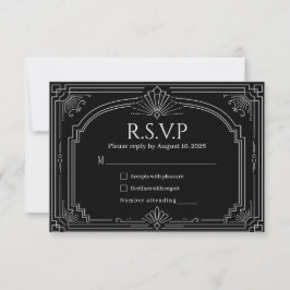 Arco de ônix preto Art Deco RSVP de casamento