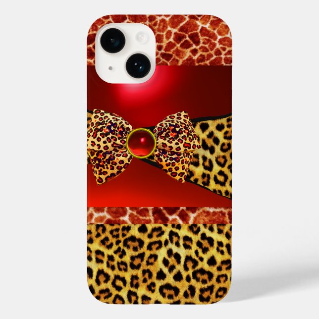ARCO DE PELE GIRAFFE LEOPARD IMPRESSO, RUBY GEMSTO (Verso)