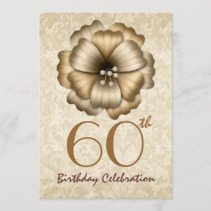 Arco Dourado de Flor do 60º Convite de aniversár