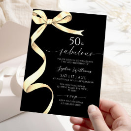 Arco Dourado Elegante 50 e Convite de Aniversário