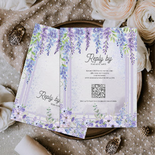Arco Floral de Lavanda Wisteria Código QR RSVP Cas