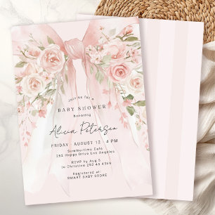Arco floral rosa menina elegante convite para chá