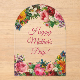 arco floral vintage feliz dia de as mães