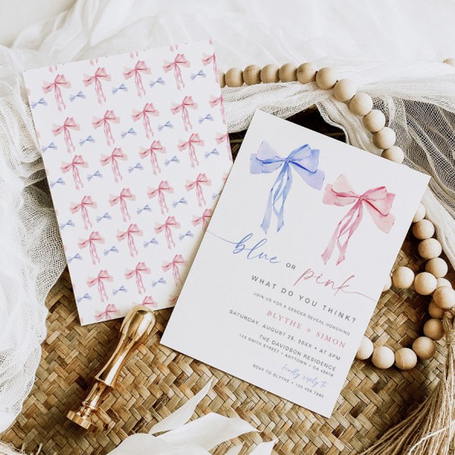 Arco Gênero Revelar Convite Azul Coqueta Rosa (Criador carregado)