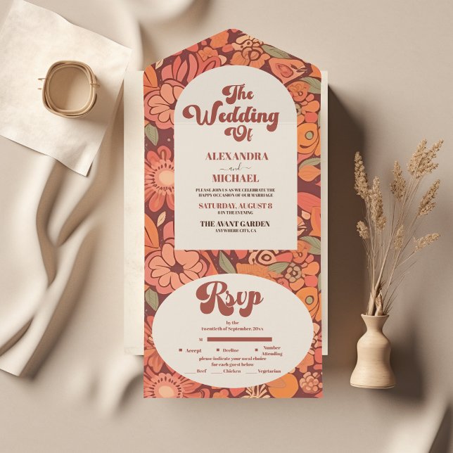 Arco Groovy Retro Anos 70 Casamento Floral (Criador carregado)