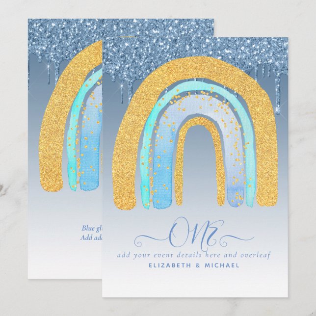 Arco-Íris AZUL de 1º ANIVERSÁRIO PERSONALIZADO (Frente/Verso)