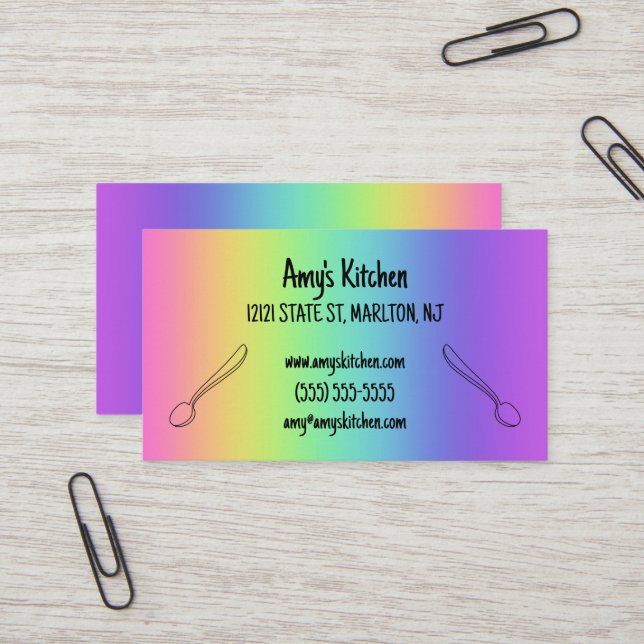 Arco-íris com Cartões de visitas de Spoons (Frente/Verso In Situ)