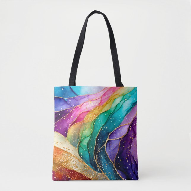 Arco-Íris com Glitter Tote Bag (Frente)