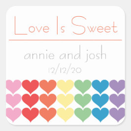 Arco-Íris Corações Adoráveis São Etiquetas Doces (