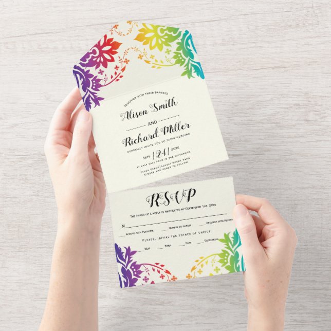 Arco-íris cores damask gay, casamento lésbico (Tearaway)