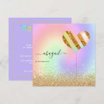 Arco-íris e Convite à Festa de aniversário Dourado