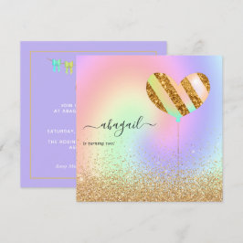 Arco-íris e Convite à Festa de aniversário Dourado