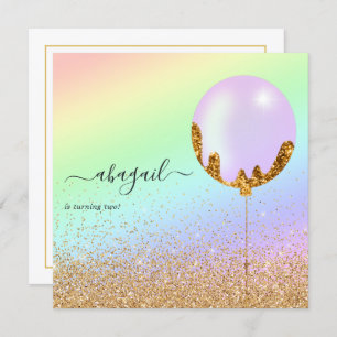 Arco-íris e Convite à Festa de aniversário Dourado