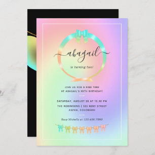 Arco-íris e Convite de aniversário Dourado