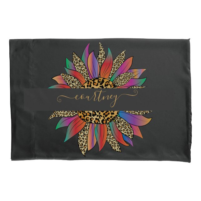 Arco-íris e estampa de leopardo personalizados  (Frente)