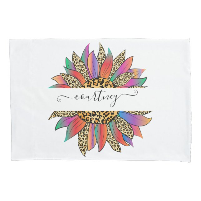 Arco-íris e estampa de leopardo personalizados   (Frente)