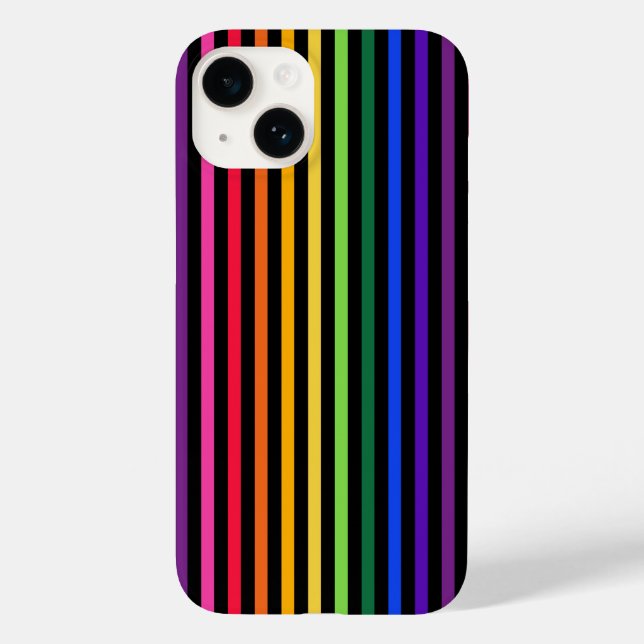 Arco-íris e tiras pretas capas de iphone Maiúscula (Verso)