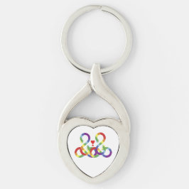 Arco-íris, mãos coloridas. Chaveiro de metal