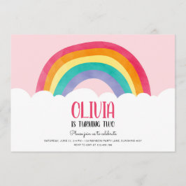 Arco-Íris Nuvens Rosa Diversão Aniversário Convite