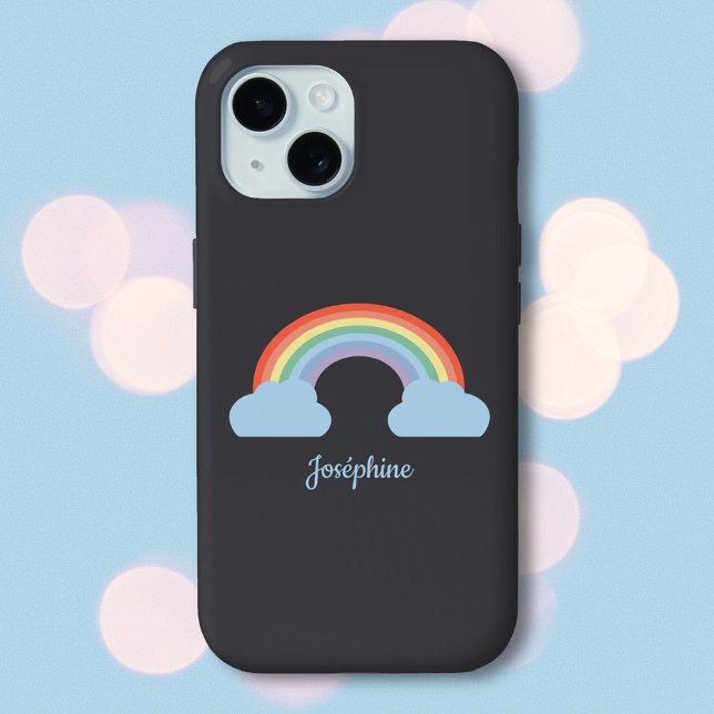 Arco-Íris Preto Pastel (Pastel Rainbow Black Phone Case)