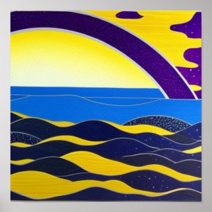 Arco-íris púrpura no mar Poster