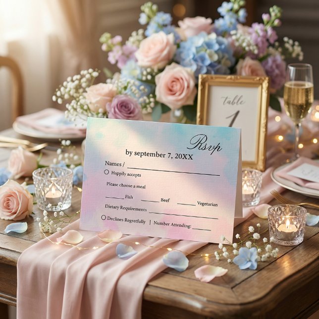 Arco-íris Sonhador Unicórnio aquarela Rsvp  (#rsvp #watercolorweddingcard #softpink #turquoiseandpinj #springcolor #springbloom #summerwedding )