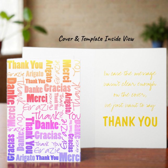 Arco-Íris Tipografia Multilingual Obrigado Modelo (Colorful multilingual word cloud thank you and inside message template text. )