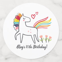 Arco-íris Unicórnio Aniversário Nome Personalizado
